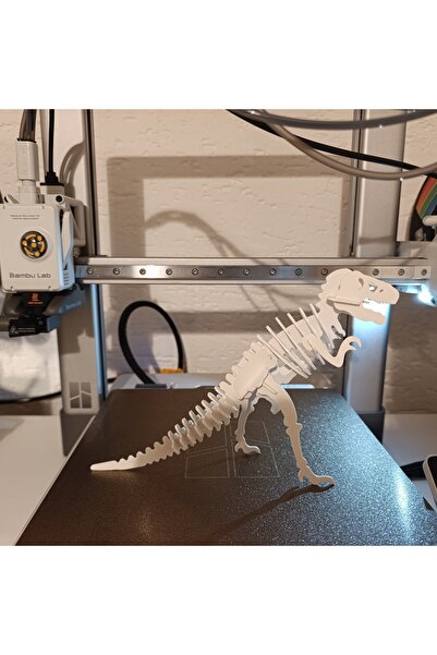 Mey3DDesign T-Rex İskelet Maketi, Beyaz, Eğitici, Eğlenceli, Karne Hediyesi, Masa ve Ofis Biblosu