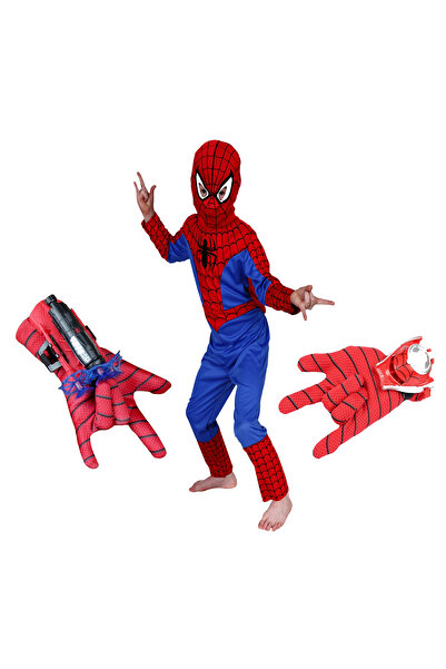 Depox Set costum Spiderman, mănușă cu ventuze și mănușă cu discuri, 110-120 c...