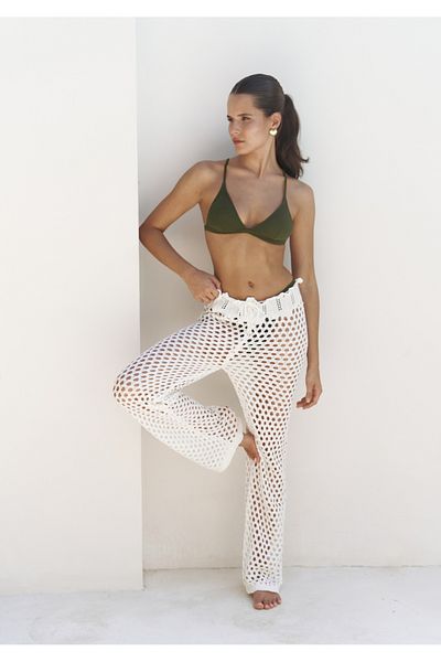 BOHEMAİ Texas Lace-Up Ecru Openwork Trousers