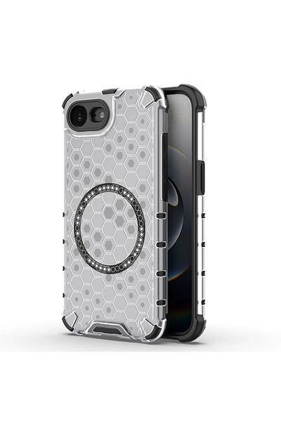 SKYDDAR INNOVATION Case for iPhone 16e, HoneyComb Shield MagSafe, White, sticker set