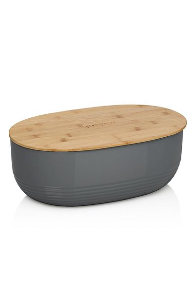 KELA Keck Lang Bread box NAMUR plastic / anthracite wood