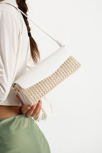 Night Geantă de mână și de umăr pentru femei Carell Model Wicker White