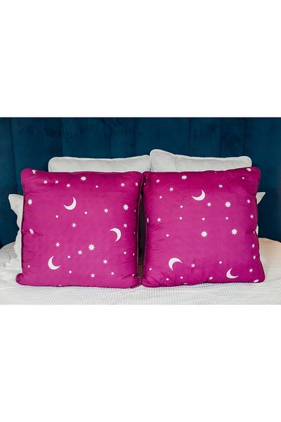 Coneltex Quilted pillow "Moon and Stars" Coneltex, 60 x 60 cm, square, siliconized filling, purple