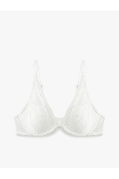 Koton Bridal Unpadded Underwire Rhinestone Lace Bra