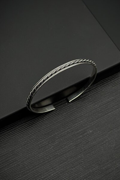 FRNCH 925 Ayar Gümüş italyan Model Gümüş Renk Erkek Kelepçe Bileklik FRJ12554...