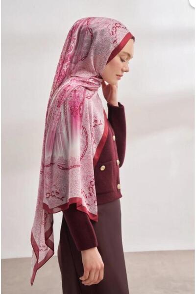 ARMANDA İthal Vual Nuit Desen Şal 04463-Bordo