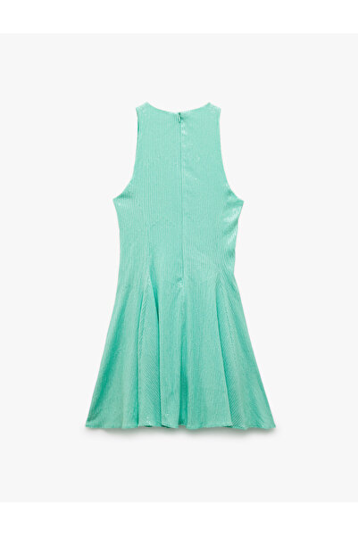 Koton Slim Fit Astarlı Kolsuz Pullu Payetli Halter Yaka Mini Elbise