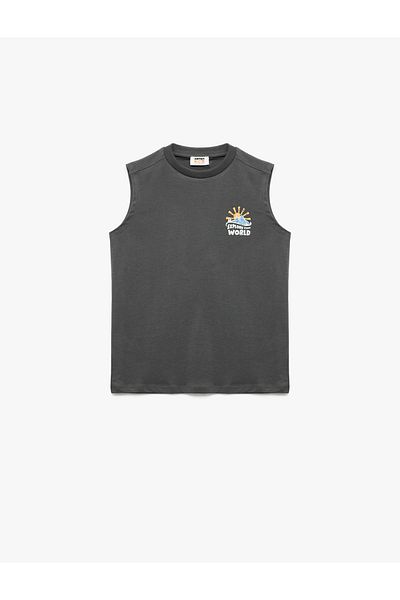 Koton Cotton Short Sleeve Crew Neck Printed Singlet