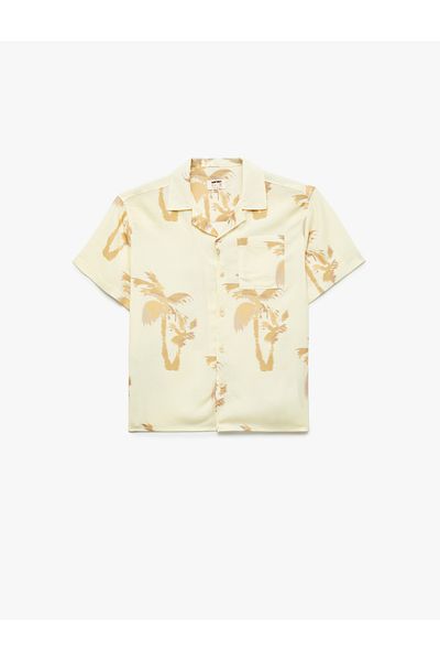 Koton Patterned Button Short Sleeve Viscose Shirt