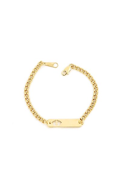 MOHI Fine Jewellery Bratara cu placuta si talpite din aur galben de 14k