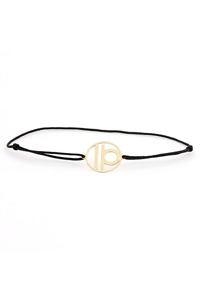 MOHI Fine Jewellery 14k yellow gold Libra zodiac pendant cord bracelet