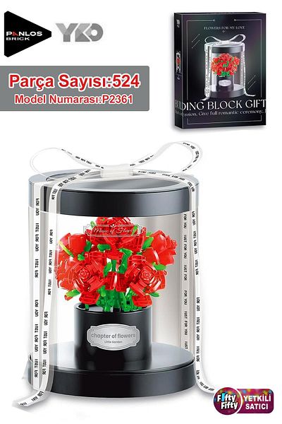 Vagonlife Panlos Yko Series Decorative and Collectible Rose Flower Model 524 Piece Building Set -Ffp2361