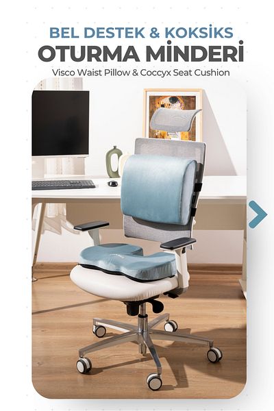 VİSCOTEX Visco Orthopedic Sitting and Lumbar Support Cushion Set, Back Pillow and Coccyx Cushion