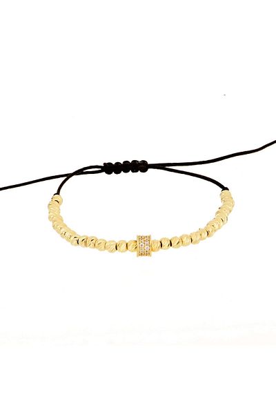 MOHI Fine Jewellery 14k yellow gold beaded cord bracelet
