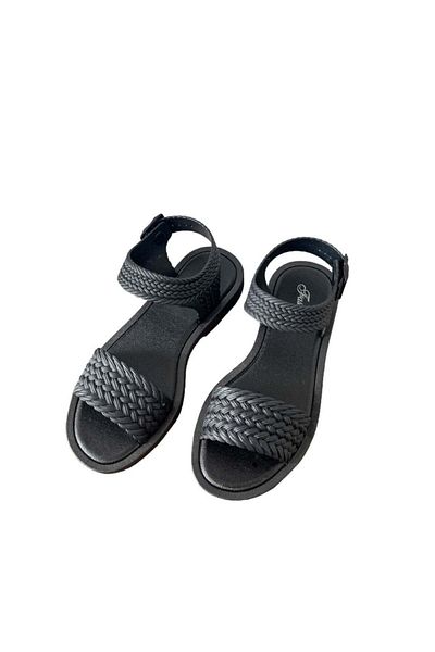 huitich Black Braided Strap Fashion Sandals 38-39