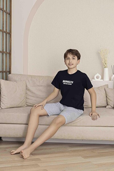 RAPAPA Boys' Bottom Top Short Sleeve Bermude Boy Shorts Suit Pajamas Suit 4009