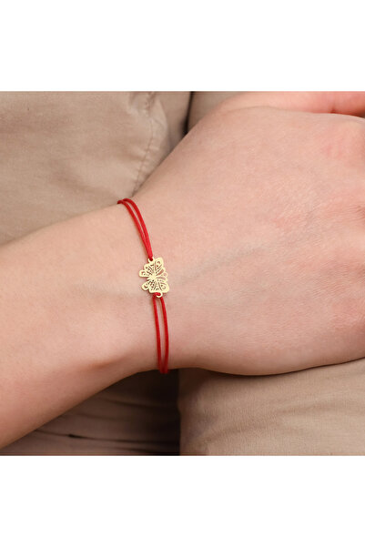 MOHI Fine Jewellery Bratara snur reglabil 14k, cu pandant in forma de fluture, grosime 0.5mm