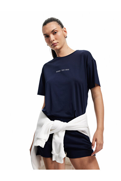 Koton Αθλητικό μπλουζάκι με κοντό μανίκι με λαιμόκοψη με στάμπα