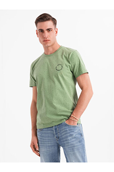 OMBRE Herren T-Shirt aus Baumwolle mit Rundhalsausschnitt und Aufdruck - Grün...