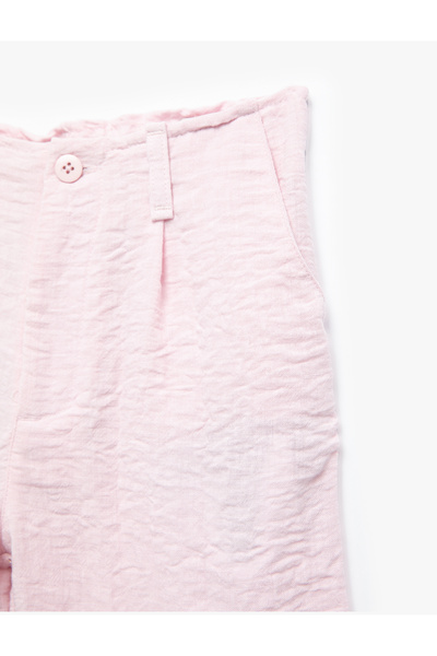 Koton Keten Görünümlü Dokulu Cepli Geniş Paça Pantolon