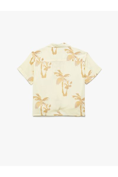 Koton Patterned Button Short Sleeve Viscose Shirt