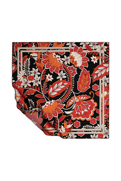 ipekevi Eșarfă de mătase Tivil Black Red Rebel Ivy