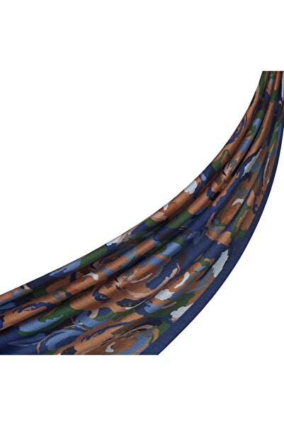 ipekevi Desenli Tensoft Şal - Duygusal Çiçekli Desenli - Kot Mavisi