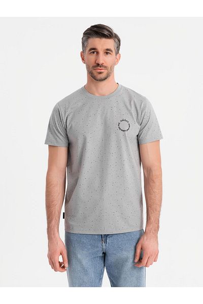 OMBRE Herren T-Shirt aus Baumwolle mit Rundhalsausschnitt und Aufdruck - Hellgrau V8 OM-TSFP-0186 XL