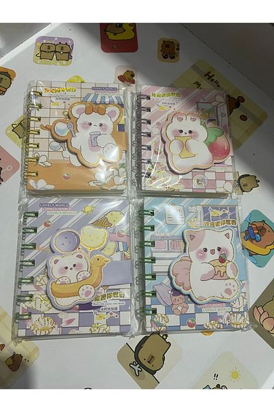 demirosa 4 Pcs A7 Size Mini Spiral Notebook with Cute Sticker Rabbit Cover
