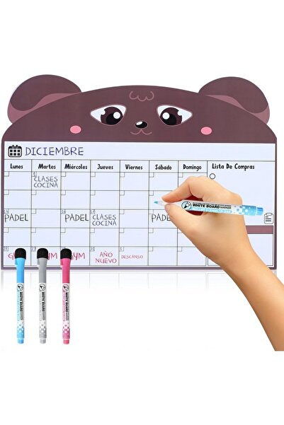 Box Commerce Tabla magnetica tip planificator lunar pentru frigider cu 3 markere , 42 x 30 cm, Box Commerce