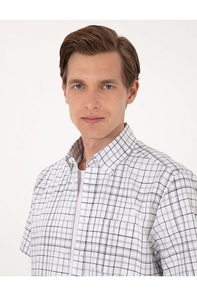 Pierre Cardin Γκρι κοντομάνικο πουκάμισο Regular Fit 50303387-VR024