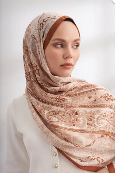 ARMANDA Imported Voile Nuit Pattern Shawl 04463-Camel