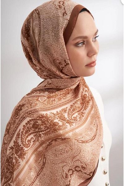 ARMANDA Imported Voile Nuit Pattern Shawl 04463-Coffee