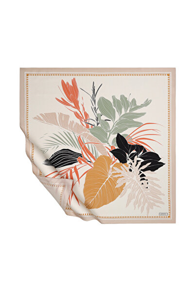 ipekevi Eșarfă de mătase Tivil din pânză tropicală neagră crem