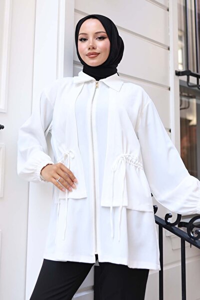 benguen Κοντό καπέλο με φερμουάρ στη μέση Λευκό 3243