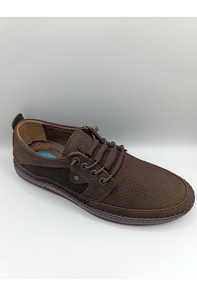 Bukond Genuine Leather Inside and Outside Sole Gel Elastic Laced Men's Summer Comfortable Daily Lightweight Sandal Shoes