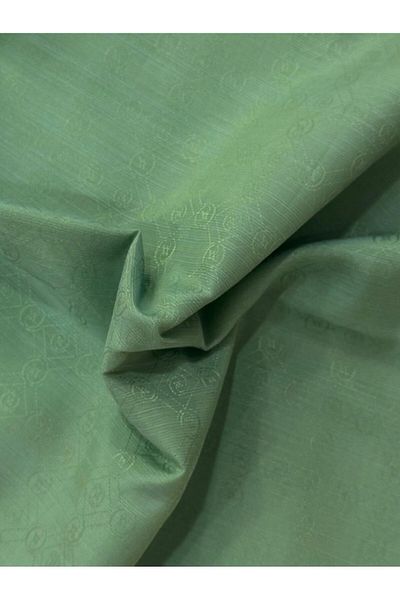 Vakko Şal din bumbac cu monogramă din mătase 40752-verde deschis