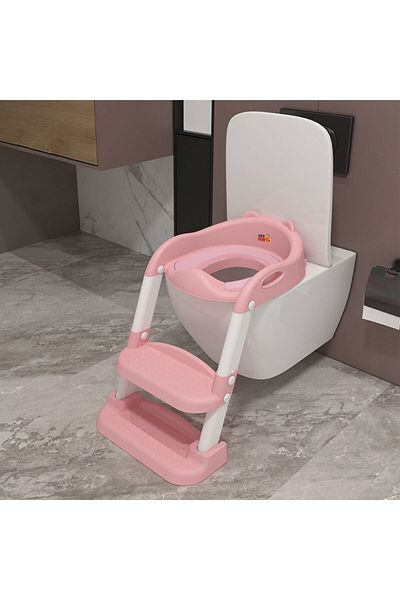 Linomag Children's Toilet Seat with Ladder, Linomag®, Plabil, 38 x 40 x 47 cm, Pink / White