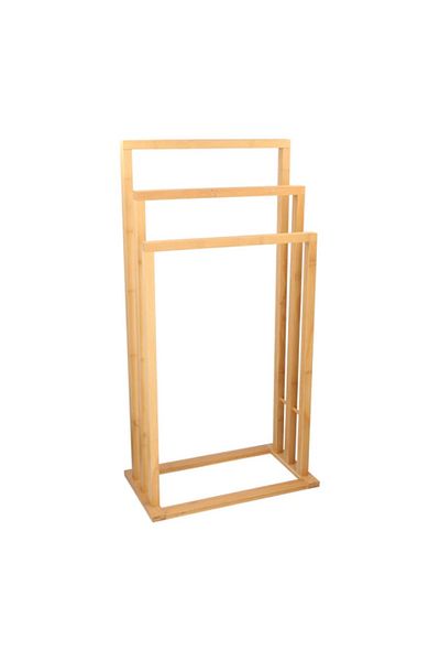 Alpina Suport prosop baie din lemn de bambus cu 3 umerașe 42x24x81.5cm