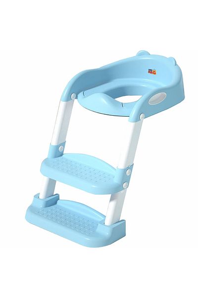 Linomag Capac de toaletă pentru copii cu scară, Linomag®, Plabil, 38 x 40 x 47 cm, Albastru cer / Alb