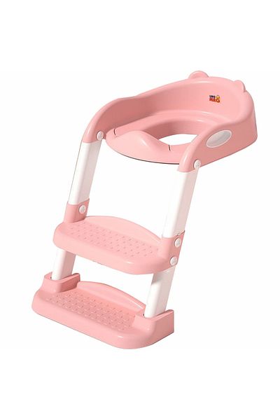 Linomag Children's Toilet Seat with Ladder, Linomag®, Plabil, 38 x 40 x 47 cm, Pink / White