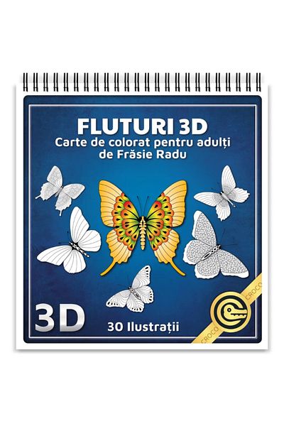 OEM Adult Coloring Book, 3D Butterflies, 30 Anti-Stress Illustrations for Relaxation