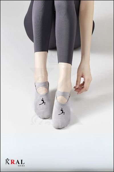KRAL SOCKS Комплект от 2 фигурни чорапи за пилатес, йога, ABS, неплъзгаща се силиконова подметка, танци, балет, фитнес, спортни чорапи