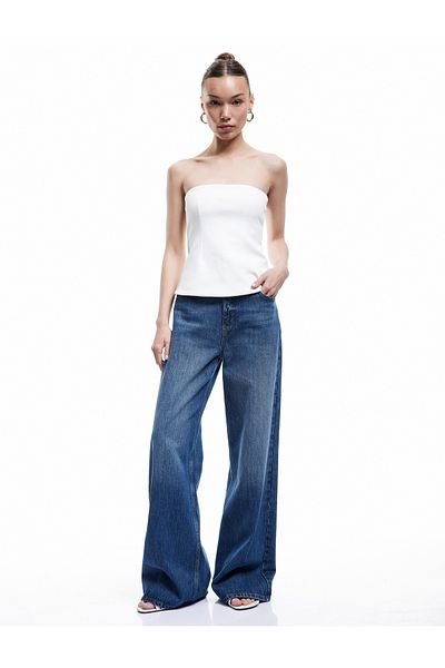 Koton Cotton Sleeveless Slim Fit Peplum Strapless Blouse