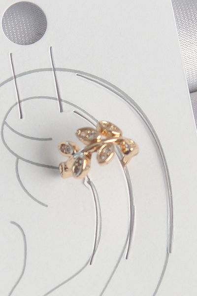 STİLLOVE Brass Gold Color Zircon Stone Leaf Model Women's Cartilage Earrings Sl11829