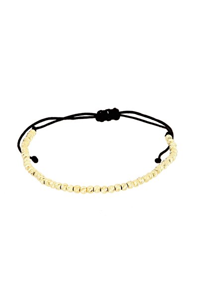 MOHI Fine Jewellery Bratara snur cu bile striate din aur galben de 14k