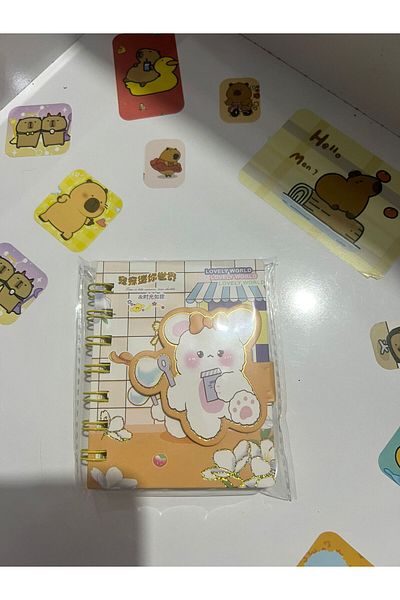 demirosa 1 Pcs A7 Size Mini Spiral Notebook with Cute Sticker Rabbit Cover