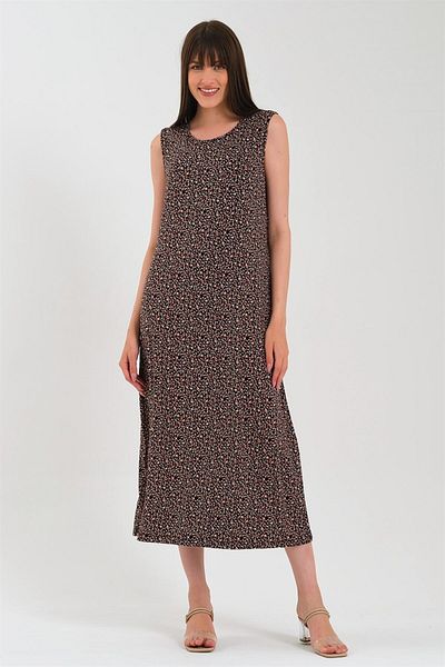 Avones Women's Lycra Viscose Small Floral Midi Length Dress