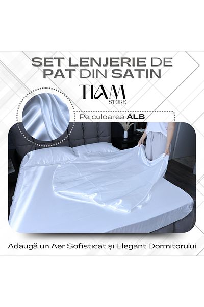 tiam store Satin bed linen, white, elegance and comfort for the bedroom