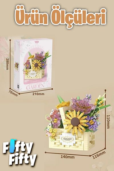 Vagonlife Panlos Yko Series Decorative and Collectible Flower Bouquet Model 1263 Piece Construction Set -Ffp1294